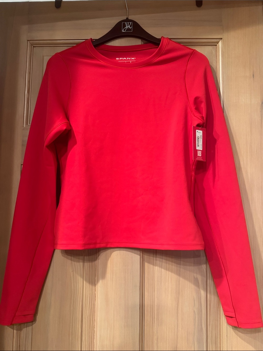 SPANX Vibrant Red Long Sleeve Crew Performance Tee